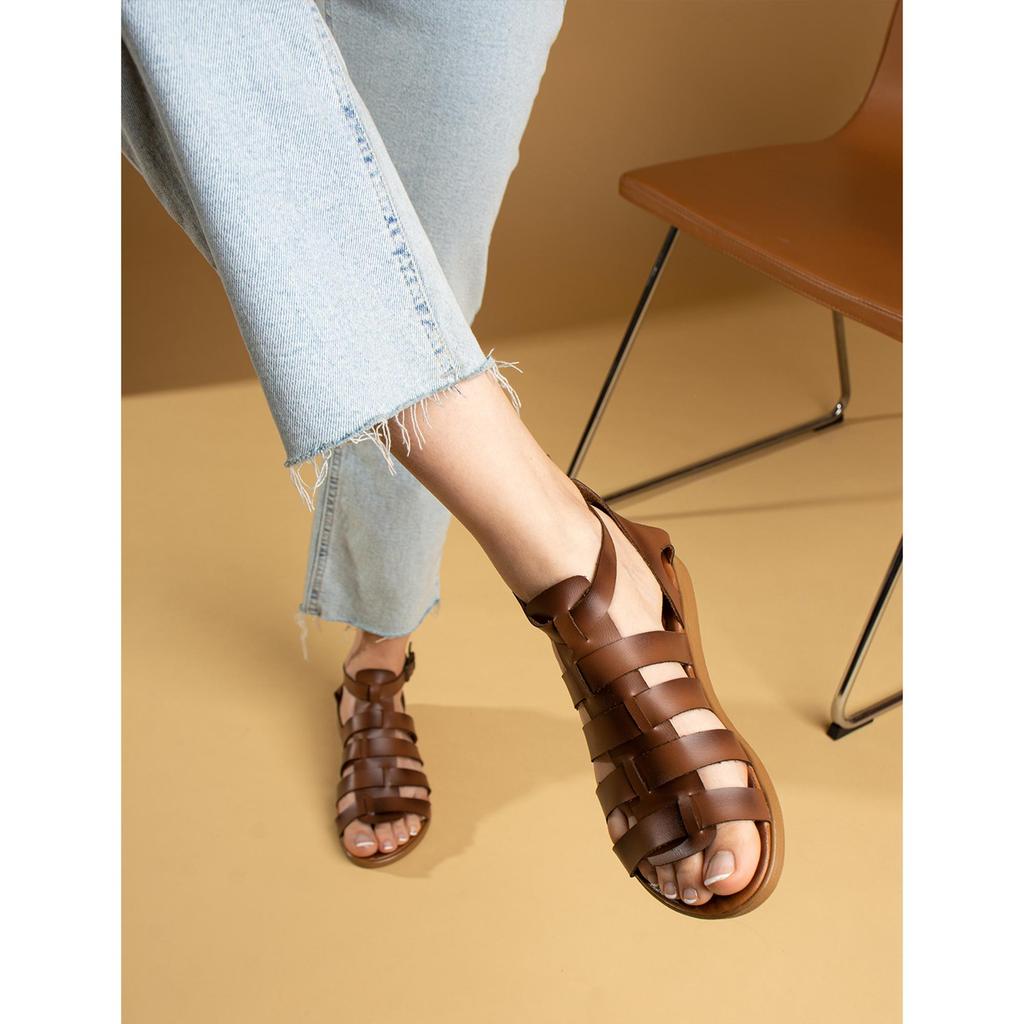 Sandales décontractées épaisses à rayures à la cheville pour femmes 51-810-23