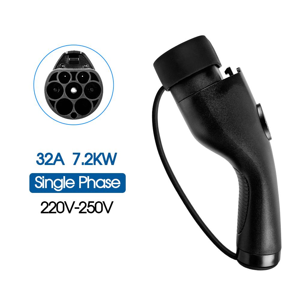 Kolanky 16A/32A GBT EV Charger Plug Electric Car Charging Gun Head 3.6kw /7.2kw/11kw /22kw 1P/3P EV Charger GBT Male Plug IP67 GBT 7.2kw Black