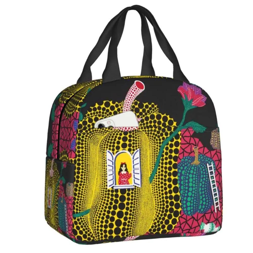Custom Yayoi Kusama Abstract Painting Insulated Lunch Bag for Women Resuable Cooler Thermal Lunch Box Kids School Children