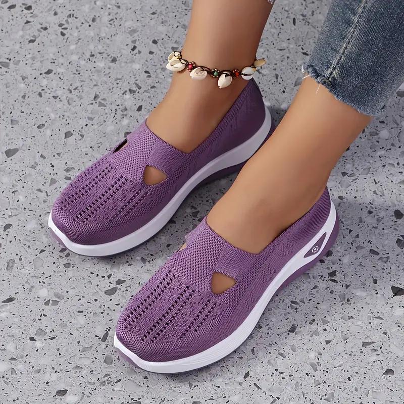 Women'S Shoes 2025 New Style, Breathable Knitted Shoes for Women, Trendy Lace-Up Sports Shoes for Cross-Border Trade