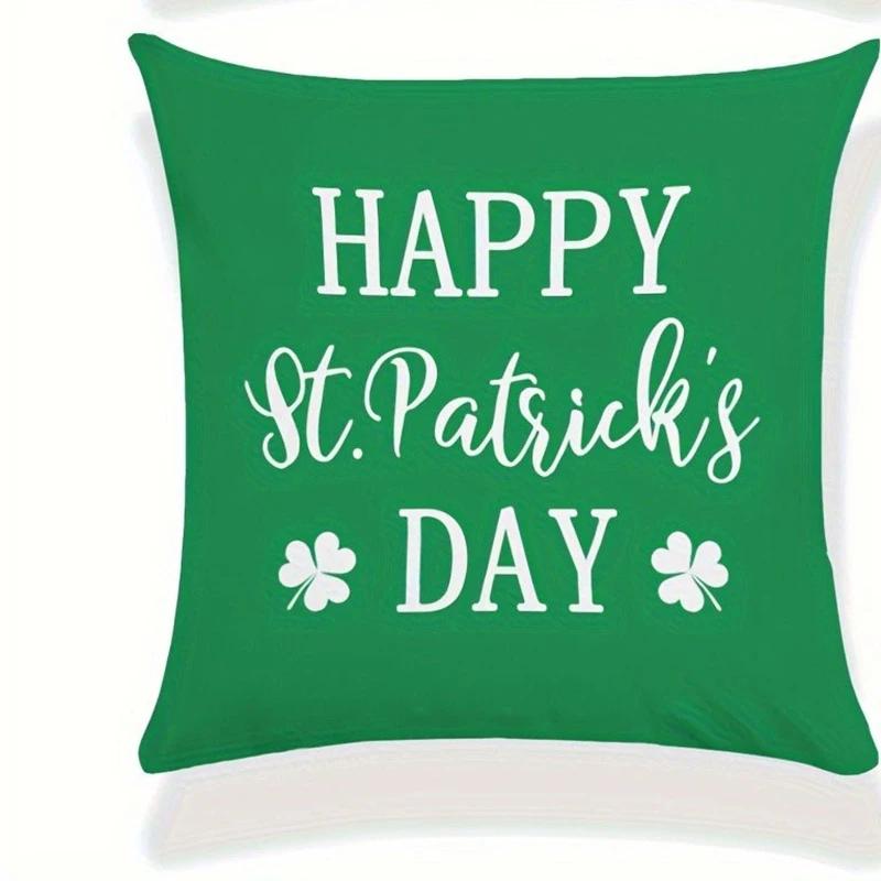 

Home Decor St. Patrick s Day Pillowcase Green Topper Shamrock Throw Pillowcase Lucky Charm Blessing Cushion Cover 66x66cm белый