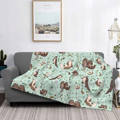 Cobertor de lã Kawaii Sea Otters presentes para crianças cobertores felpudos para cama ao ar livre super macio pelúcia fina colcha