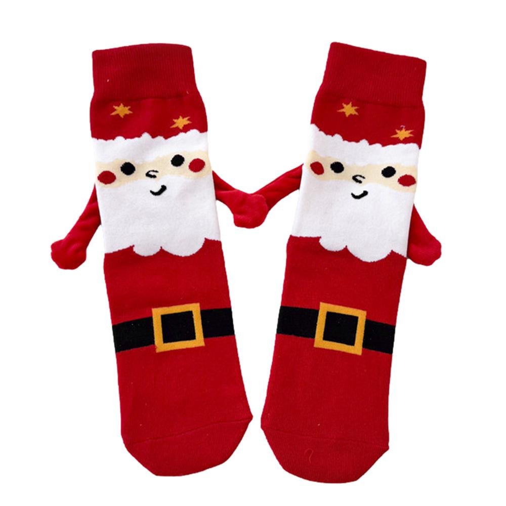 Holding Hands Socks Elastic Magnet Hand Socks Cartoon Comfortable Cotton Mid-calf Socks Funny Gift For New Year Christmas