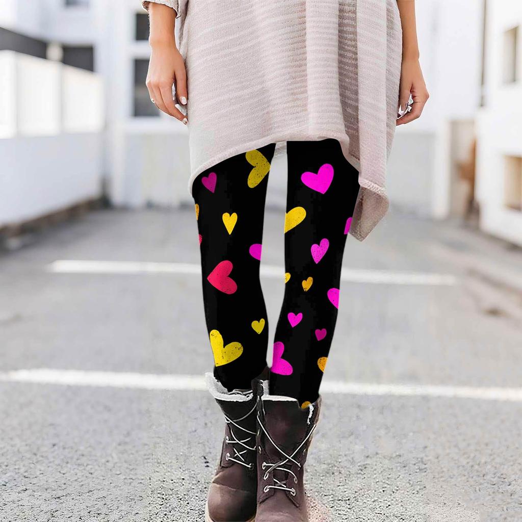 Damen Casual Mode Print Hose High-Waist Straight-Leg Skinny Leggings