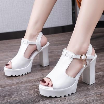 2024 Women's Shoes Peep Toe Women's Sandals Summer Platform Dress Sandals Women Crystal Buckle Strap High Heels New Shoes Ladies
