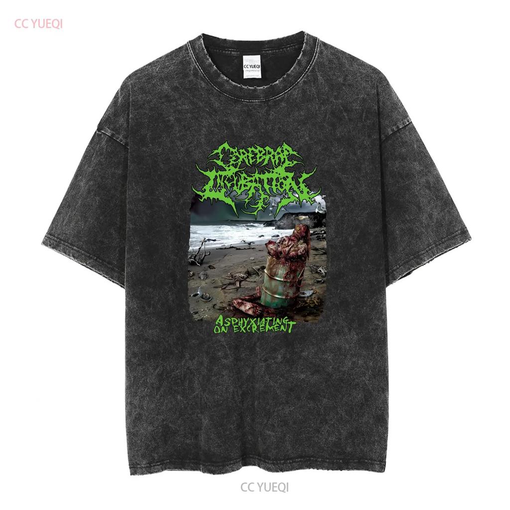 Cerebral Incubation Asphyxiating On Excrement Maglietta vintage Lavata Top Per L'Uso Quotidiano moda Traspirante Comodo
