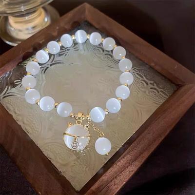 Lucky Cat Bracelet Women's Niche Design High-end Temperament Ins Internet Celebrity Bracelet Beads Hand Jewelry