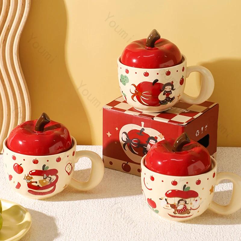 Christmas Creative Apple Mugs Home Breakfast Oat Milk Ceramic Cup Office Afternoon Tea Exquisite Coffee Cups