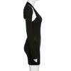 Women's Fashion Temperament Solid Color Dress U-neck Low-cut Long-sleeved Halterneck Slim Short Dress