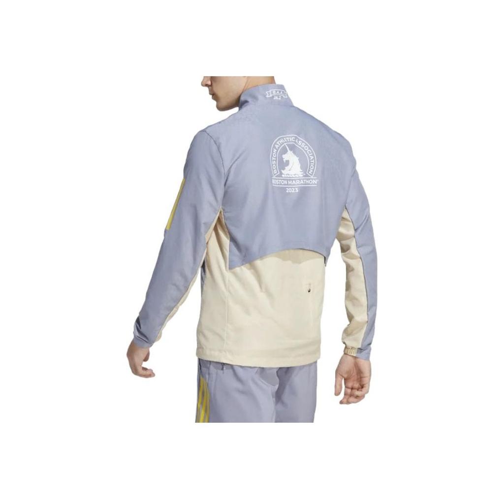 Adidas Solid Color Brand Logo Striped Letter Print Zipper Long Sleeve Stand Collar Jacket Men Jacket Purple HY0263