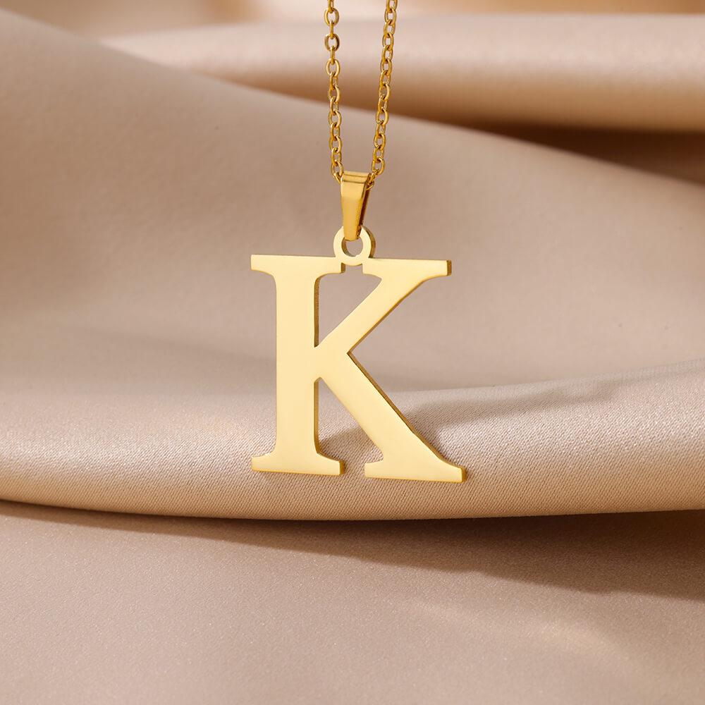 Elegant Initial Letter Stainless Steel Necklace Women Gold Color Alphabet Pendant Necklaces Vintage Waterproof Zircon Gifts