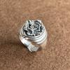 Xiaomi 925 Sterling Silver Rings For Women Geometric Fine Jewelry Finger Adjustable Retro Leaf Stone Ring For Party Birthday Gift