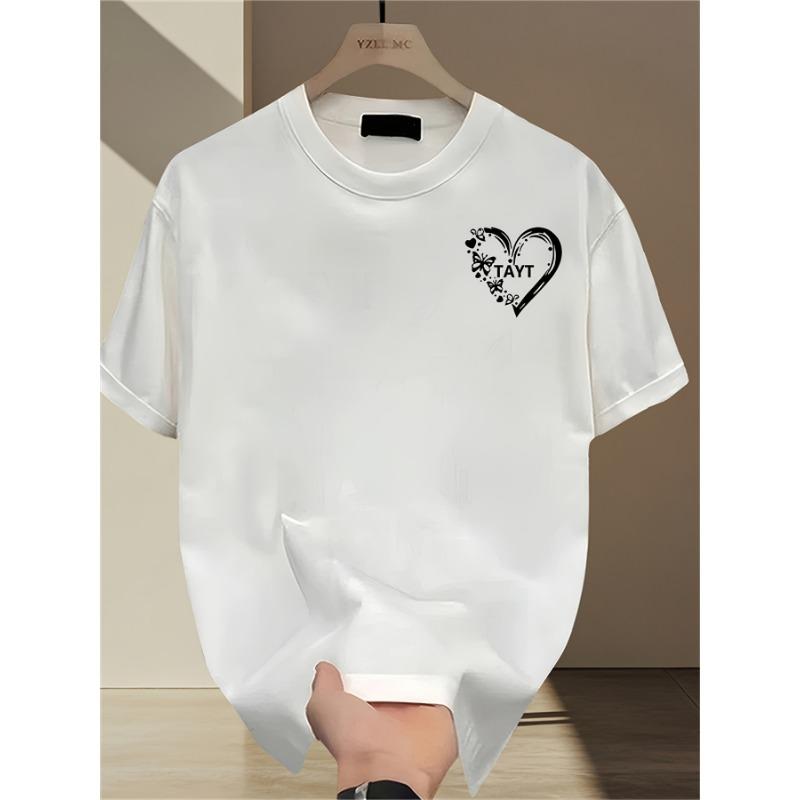European Size Men'S Summer Heavy Short-Sleeve T-Shirt with Trendy Prints, Versatile Korean And Japanese Style