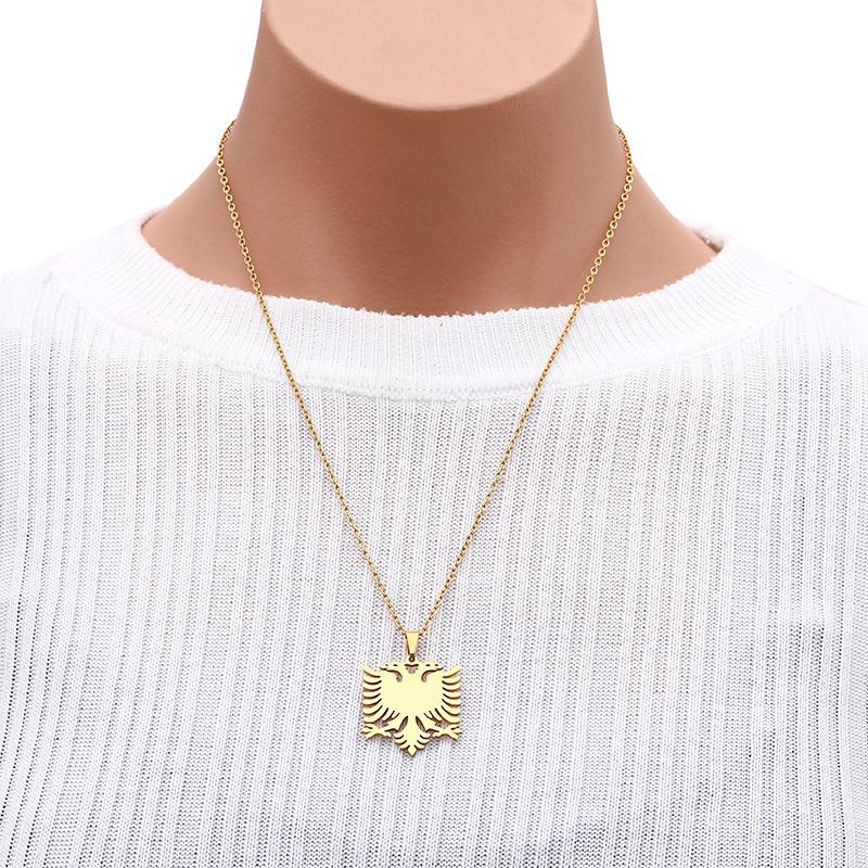 Colier cu pandantiv Vultur Albanez la modă pentru Femei Bărbați Culoare Aurie/Argintie Petrecere Logodnă Aniversare Bijuterii Cadouri din Oțel Inoxidabil