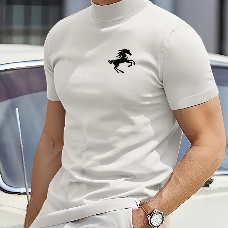 

Minimal Running Horse Silhouette Print T-Shirt,Lightweight T-Shirt Breathable Cool, Comfortable Wear XXL білий