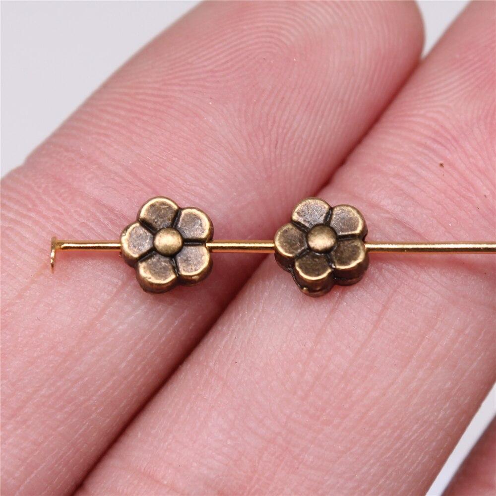 20Pcs Flower Small Hole Spacers Beads Charm Pendant Antique Bronze Color 6X6X3mm