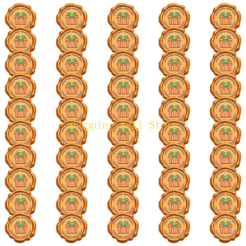 KX4B Pack of 50 Heart Wax Seal Sticker Waterproof Decoration Use