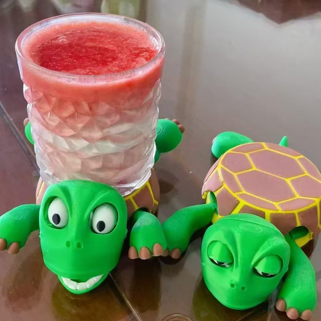 

Funny Turtle Coaster Cup Holder with Liftable Limbs Expressive Face - 3D Printed Fully Colored Gag Gift for Turtle Lovers/Home