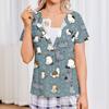 Camicia Post-Chirurgica da Donna a Maniche Corte con Quattro Tasche e Bottoni, Stampa a Righe, Top Casual per il Recupero
