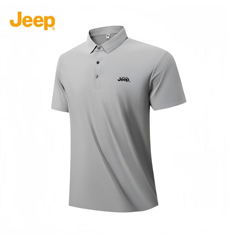 JEEP Men s Summer Ice Silk Polo Shirt 4XL светло-серый
