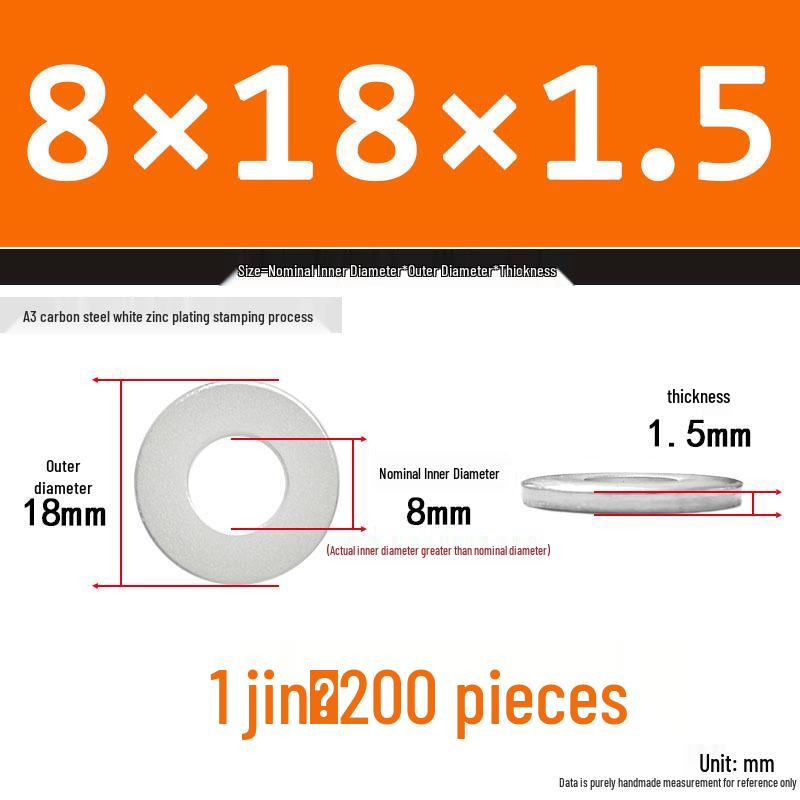 Extra Thick Galvanized Iron Flat Washer, Round, M3-M62