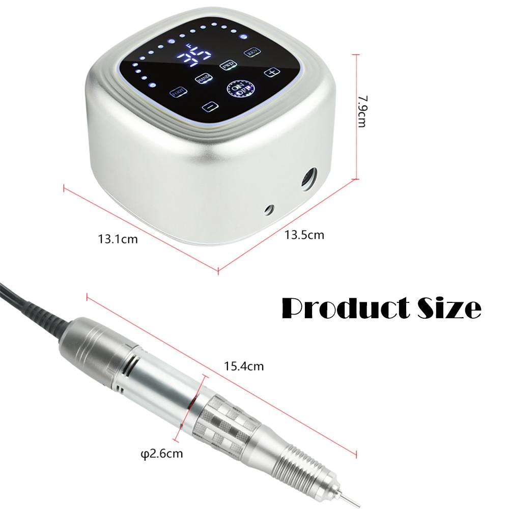 Vysoce výkonná 75W vrtačka na nehty 35000 ot./min Manikúra Frézka Pedikúra Elektrický pilník na nehty Profesionální nástroj na zdobení nehtů