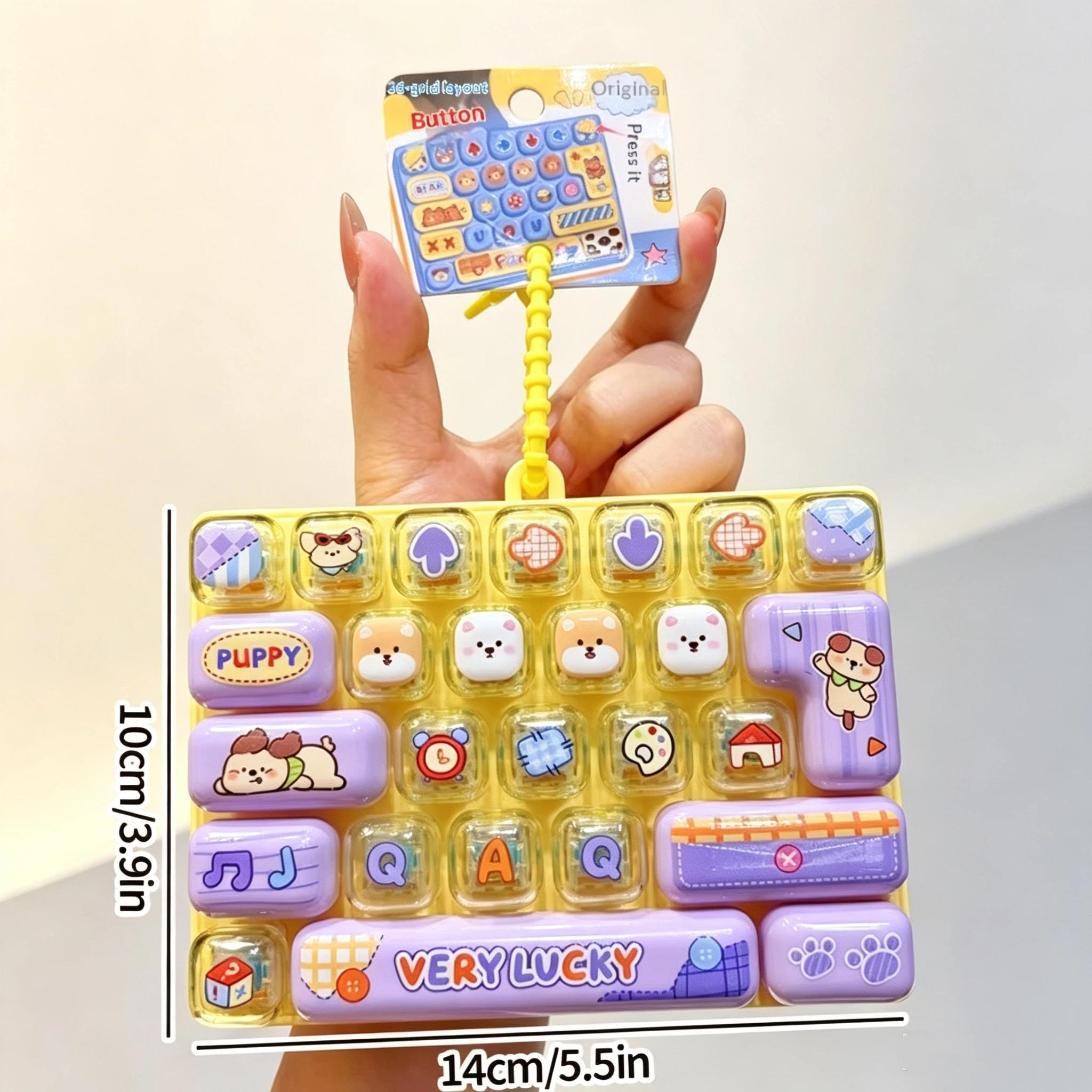 Mini Drukbaar Toetsenbord Stressverlichter Fidget Speelgoed Schattige Dierpatronen Kinderen Cadeaus Tas Hanger ABS Draagbaar Valbestendig