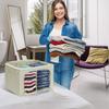 Stackable Foldable Storage Bins with Dividers Clear Window Dual Zipper Handles Clothing Linens Organizing Seasonal Wear