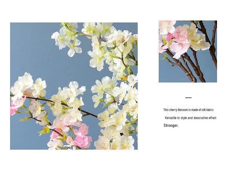 Cherry Blossom Silk Flower Bouquet: Indoor Decor for Living Room, Dining Table, and Floor Arrangement.