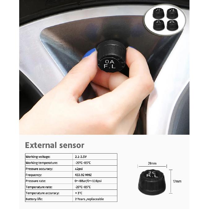 Solar TPMS Car Tire Pressure Alarm Monitor System Tyre Temp Digital Display Auto Security Alarm Systems with 4/6 sensors 8 BAR