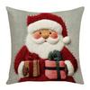 Christmas Embroidered Pillow Covers Set of 4 Santa Deer Snowman Cushion Cases Winter Holiday Sofa Decor (No Insert)