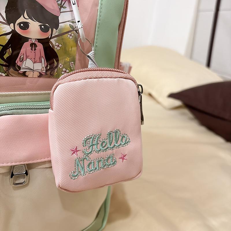 Studenten Farbblock Schultasche Mädchen Rucksack mit großer Kapazität mit Geldbörse
