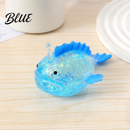 Sea Fish Fidget Toy Lantern Sugar Ball Clear Glitter Squeeze Elastic Soft Stretch Anxiety Relief Sensory Stress Hand Relaxation Tool Transparent