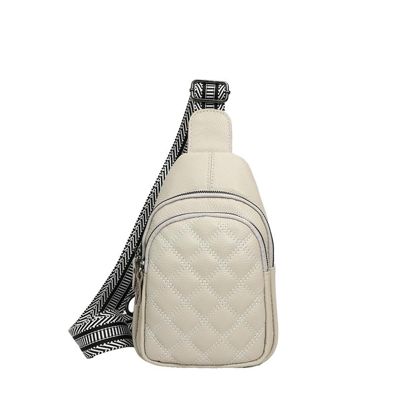 100% Genuine Cowhide Leather Women Multi Pockets Chest Bag Backpack Fashion Luxury Female Casual Travel Shoulder Crossbody Bags