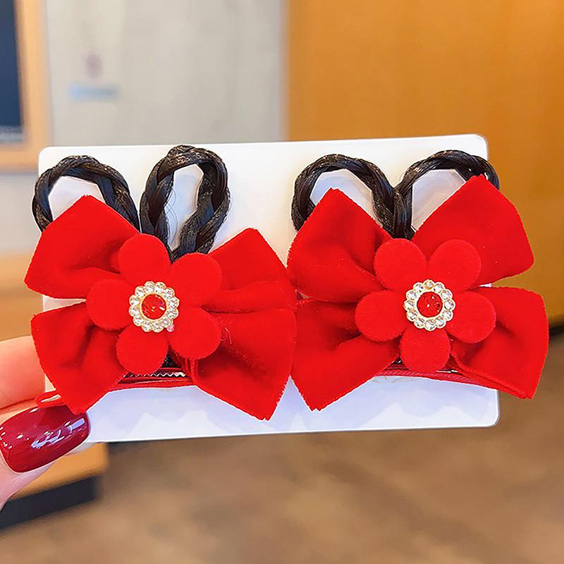 

2Pcs/Set Children Cute Chinese Knot Wig Pendant Ornament Hair Clips Girls Lovely Sweet Barrettes Hairpins Kids Hair Accessories