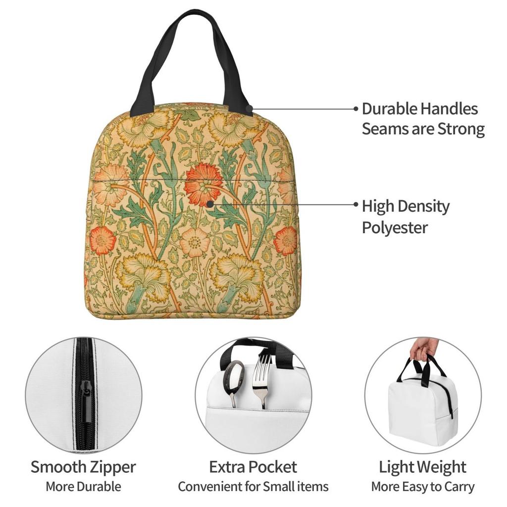 Pink And Rose By William Morris 1890 Insulated Lunch Bag for Kids School Cooler Thermal Food Box Tote Lunch Boxes Container