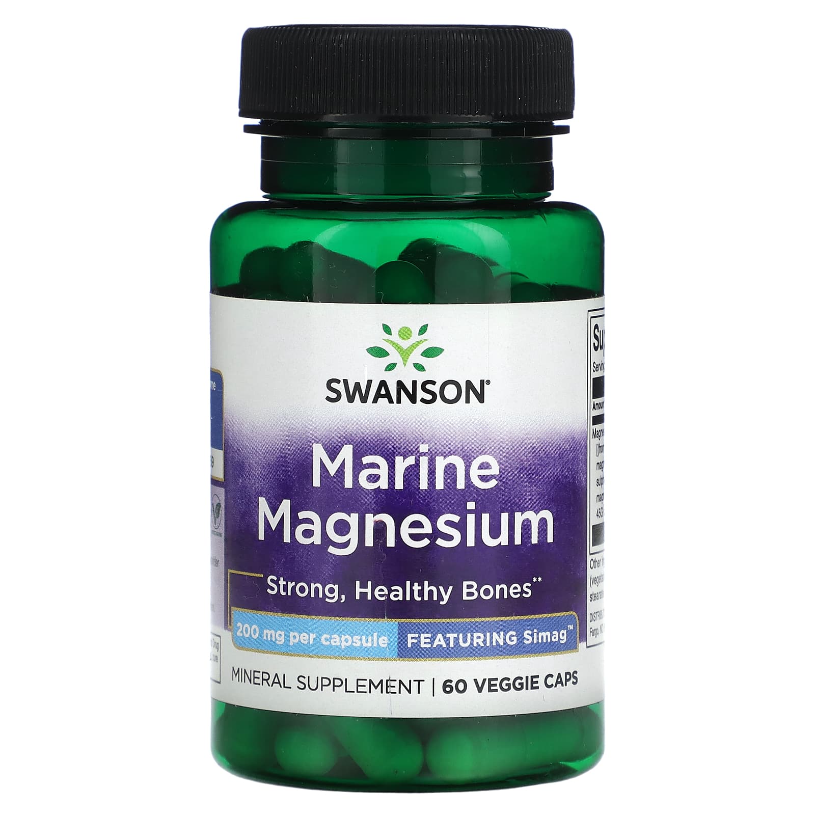 

Swanson, Marine Magnesium, 200 mg, 60 Veggie Capsules