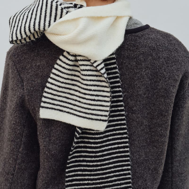 BENSIMON COLOR BLOCK KNIT MUFFLER - 4color