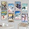 Ski Poster Metall Blechschilder Skipiste Schlitten Winter Skifahren Sport Metallplatte Vintage Wanddeko Geschäft Ski Club Wohnzimmer Zuhause