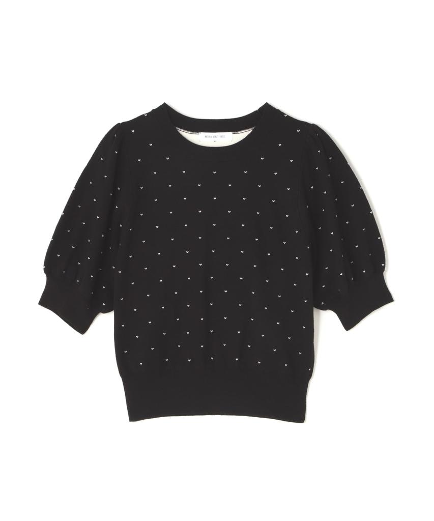 Natural Beauty Basics Petite Heart Dot Knit Black Base Women's Sweater,