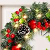 40CM Christmas Wreath with Red Berries, PE Leaves, and Pine Cones Ornaments