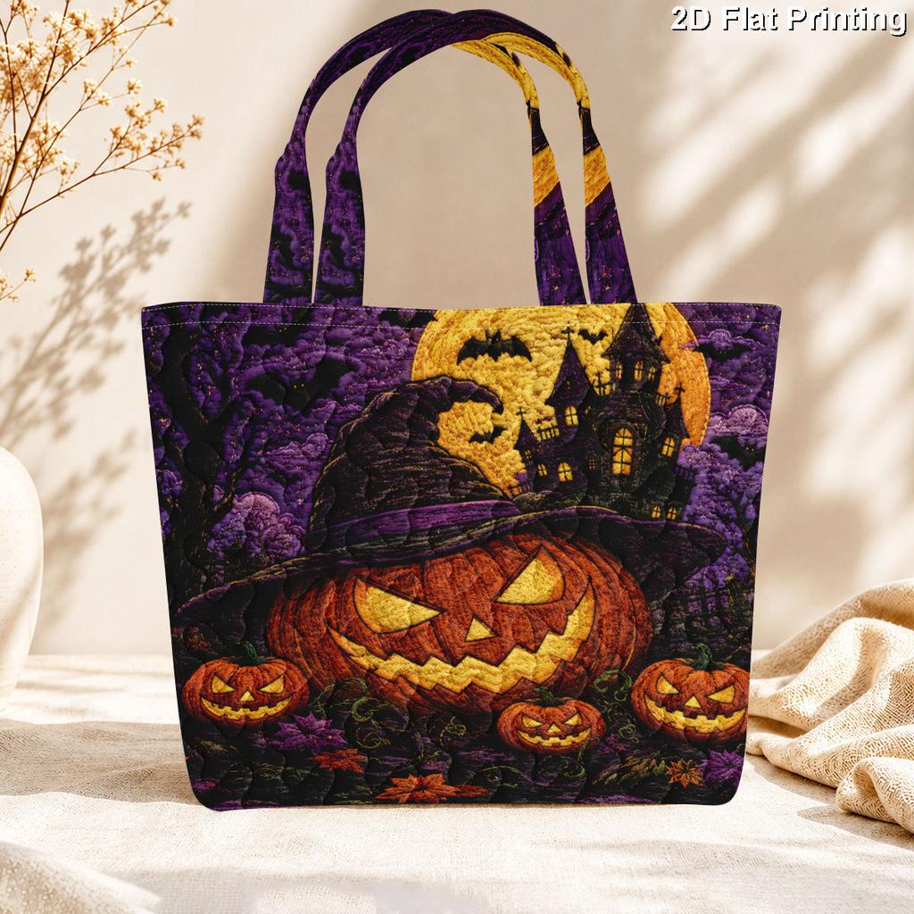 1 Stück Halloween Fledermaus Kürbis gesteppte Tragetasche Große Kapazität Leichte Damen Umhängetasche für Reisen & Einkaufen