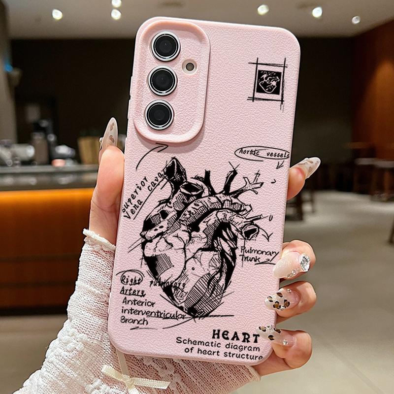 Pentru Samsung S25 Ultra S24 FE S23 S22 A56 A36 A16 A15 A55 Husă Carcasă Model Inimă Subțire Moale TPU Textură Piele Mată Rezistentă la Șocuri Husă Telefon