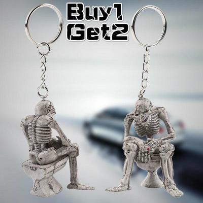 2 adet Tuvalet Üzerinde İskelet Anahtarlık Anahtarlık Yenilik Hediye Kauçuk / Metal Halka