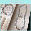 New Chinese Style Pearl Sea Blue Topaz Necklace With Geometric Design For Women