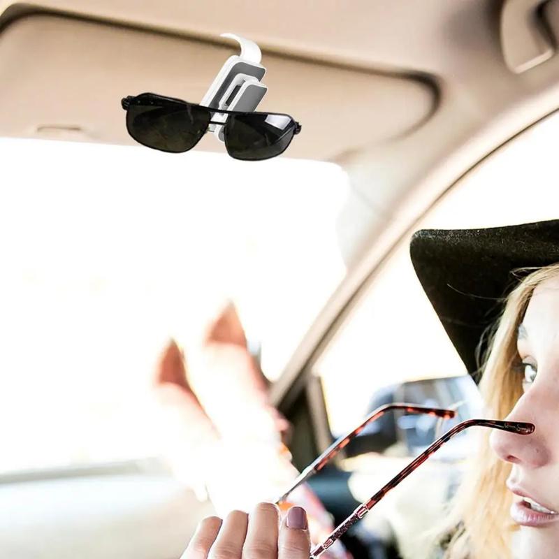 1pv Metal Car Sunglasses Holder, Multi-Purpose Sun Visor Clip for Tickets/Cards, Auto Interior Organizer