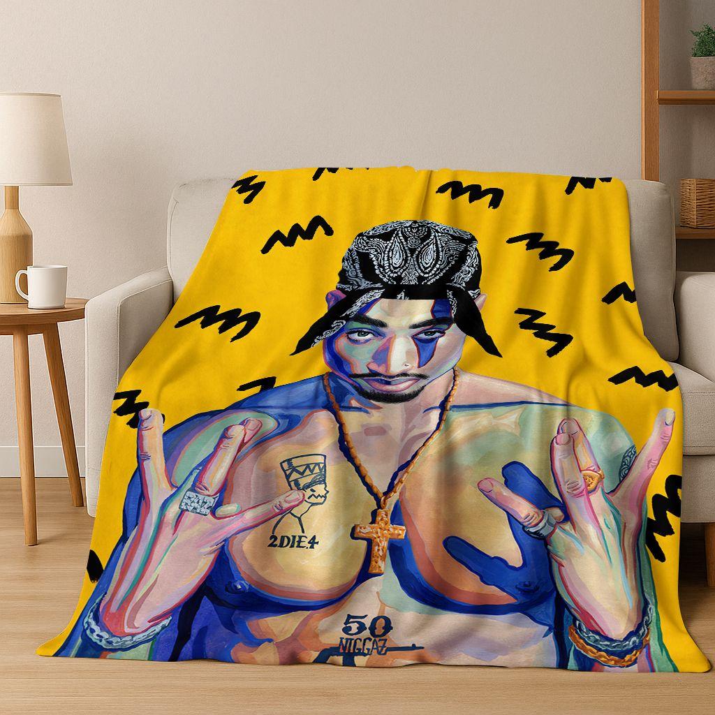 Tupac 2pac Rapper Eminem Hip Hop Rap God Art Flannel Blanket,Cozy Soft Throw Blanket for Home Bedroom Bed Sofa Cover Kids Gift