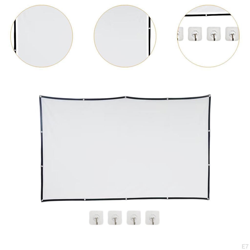 16:9 Foldable Projection Screen Double Sided Accessories Compact with Hooks Portable for Home