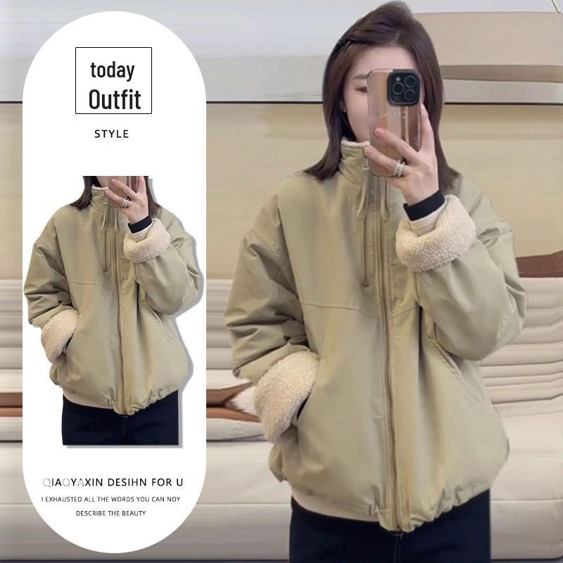 

2025 Winter Fashion Elegant Stand Collar Parka - European & American Style, Loose Fit, Warm, Age-Reducing, Short Jacket. M (suitable for 80-100 jin)