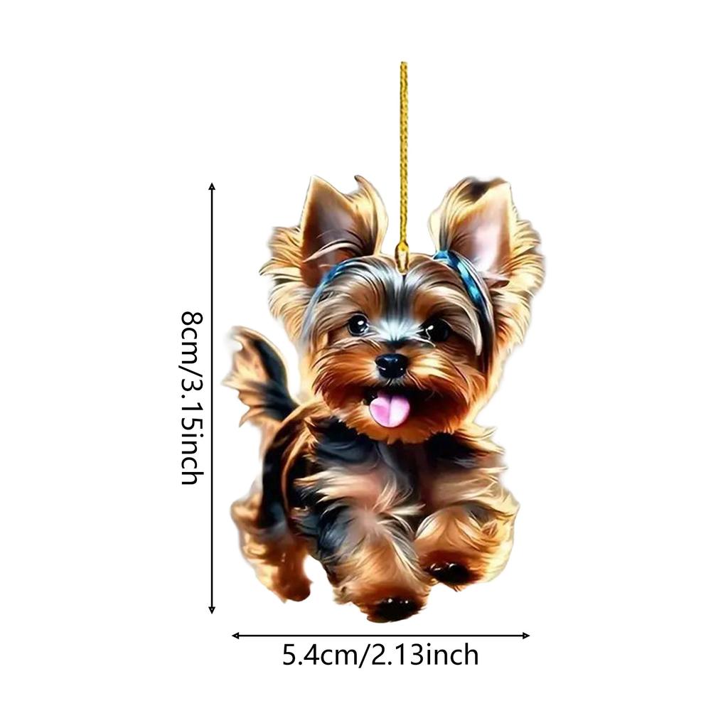 Car Mirror Cute Dog Hanging Lively Playful Yorkie Hanging Ornament for Women Girls Birthday Gifts